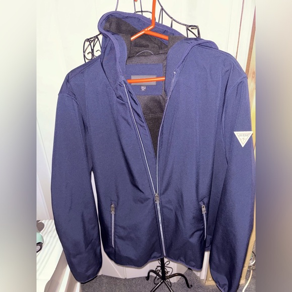 Guess Softshell Hooded Rain Jacket..(men’s)..size XXL..navy - Picture 1 of 8